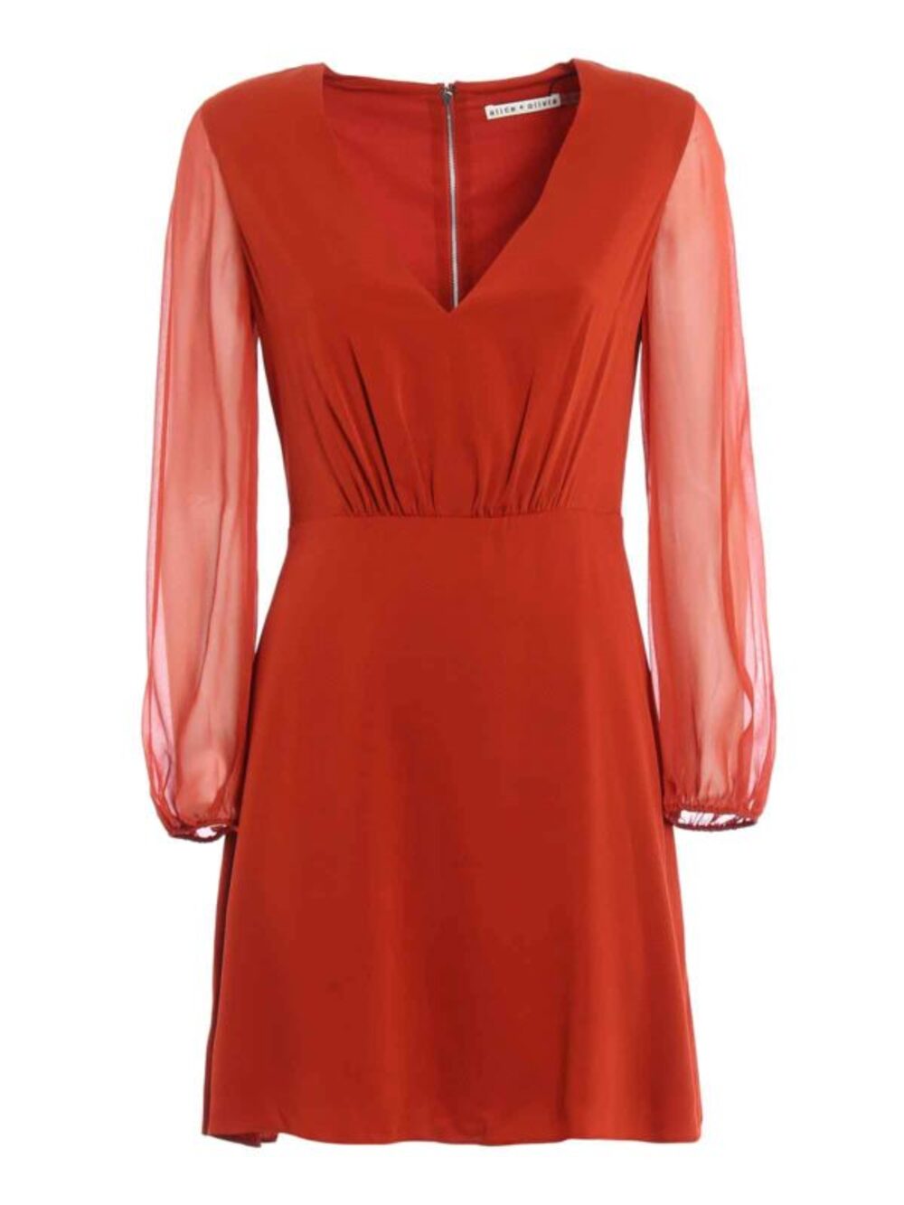 Alice + Olivia Copper Silk V Neck Dress NWT